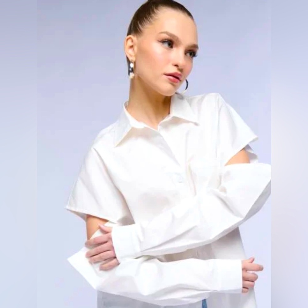 Not your boyfriend’s whiten button up shirt. Slip on this sexy, blouse.